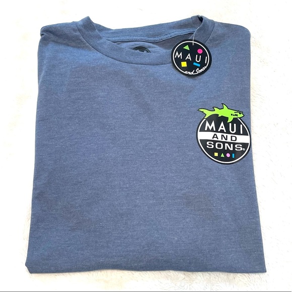 🆕Men’s Maui and Sons Long Sleeve Shark Logo Shirt Size L - Picture 4 of 9